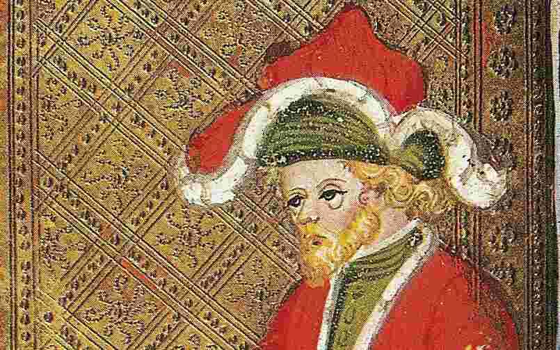 Magician from Pierpont Morgan Bergamo Tarocchi or Visconti-Sforza cards, ca. 1450